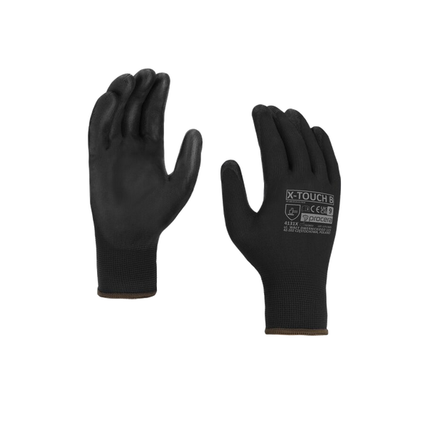 Робочі рукавички Procera X-TOUCH BLACK (чорні), поліестер з ПУ-покриттям, EN 388 (4131X), розмір 9 XTOUCHBLACK9 фото
